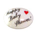 Happy Baby Shower! porcelain goodie trinket, oval shape, 1 inch wide, with a red heart