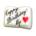 Happy Birthday My Love! porcelain goodie trinket, open book shape, 5/8 inch wide, with a red heart