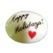 Happy Holidays! porcelain goodie trinket, oval shape, 1 inch wide, with a red heart