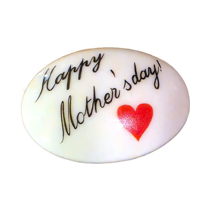 Happy Mother's Day! porcelain goodie trinket, oval shape, 1 inch wide, with a red heart