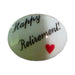 Happy Retirement! porcelain goodie trinket, oval shape, 1 inch wide, with a red heart