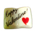 Happy Valentine! porcelain goodie trinket, open book shape, 5/8 inch wide, with a red heart
