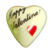 Happy Valentine! porcelain goodie trinket, heart shape, 1 inch wide, with a red heart