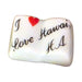 I Love Hawaii porcelain goodie trinket, open book shape, 5/8 inch wide, with a red heart