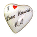 I Love Hawaii porcelain goodie trinket, heart shape, 1 inch wide, with a red heart