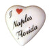 I Love Naples, Florida porcelain goodie trinket, heart shape, 1 inch wide, with a red heart