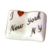 I Love New York, NY porcelain goodie trinket, open book shape, 5/8 inch wide, with a red heart