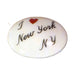 I Love New York, NY porcelain goodie trinket, oval shape, 1 inch wide, with a red heart
