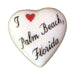 I Love Palm Beach, Florida porcelain goodie trinket, heart shape, 1 inch wide, with a red heart