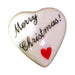 Merry Christmas! porcelain goodie trinket, heart shape, 1 inch wide, with a red heart
