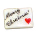 Merry Christmas! porcelain goodie trinket, rectangle shape, 5/8 inch wide, with a red heart