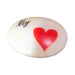 My Love porcelain goodie trinket, oval shape, 1 inch wide, with a red heart