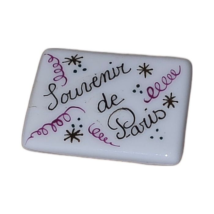 Souvenir de Paris hand-painted porcelain goodie trinket, rectangle, 1 1/4 inches wide