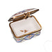 Light Blue Floral Limoges Box for Elegant Collectors Porcelain Limoges Square French Trinket Box