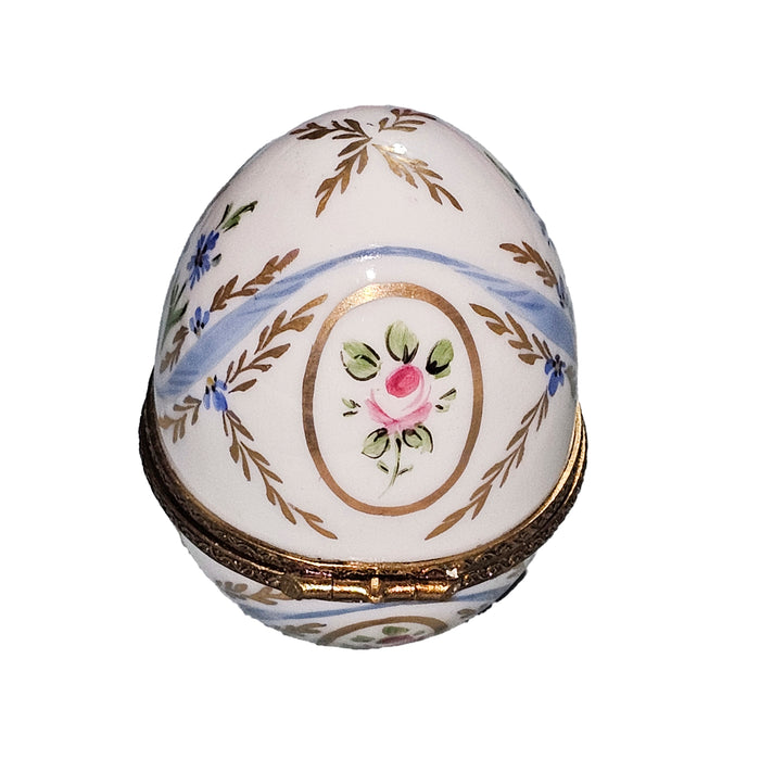 Light Blue Floral Egg for Elegant Gifting Porcelain Limoges egg French Trinket Box