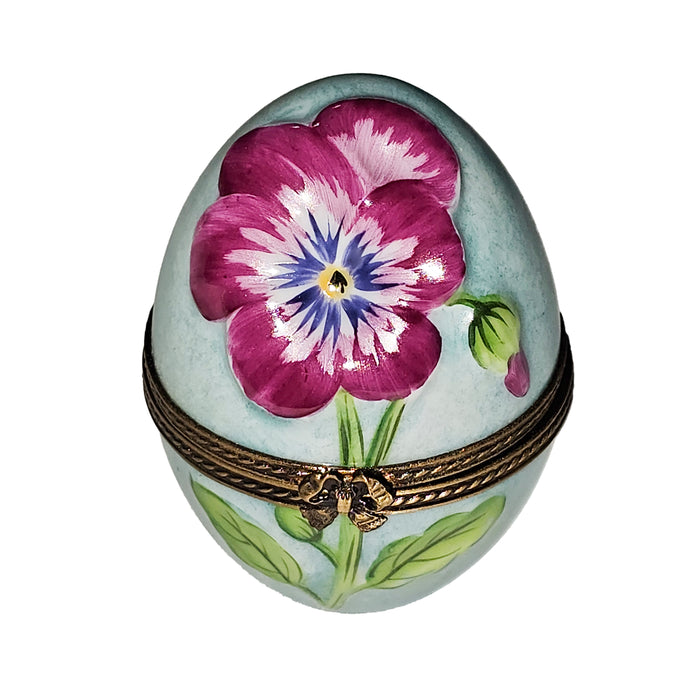 Light Blue Floral Egg for Home Decor Porcelain Limoges egg French Trinket Box
