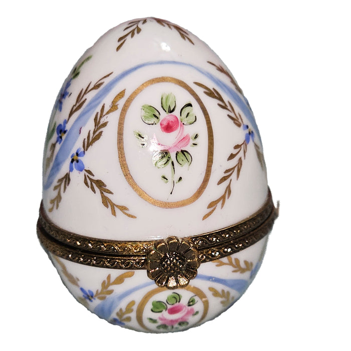 Light Blue Floral Egg for Elegant Gifting Porcelain Limoges egg French Trinket Box
