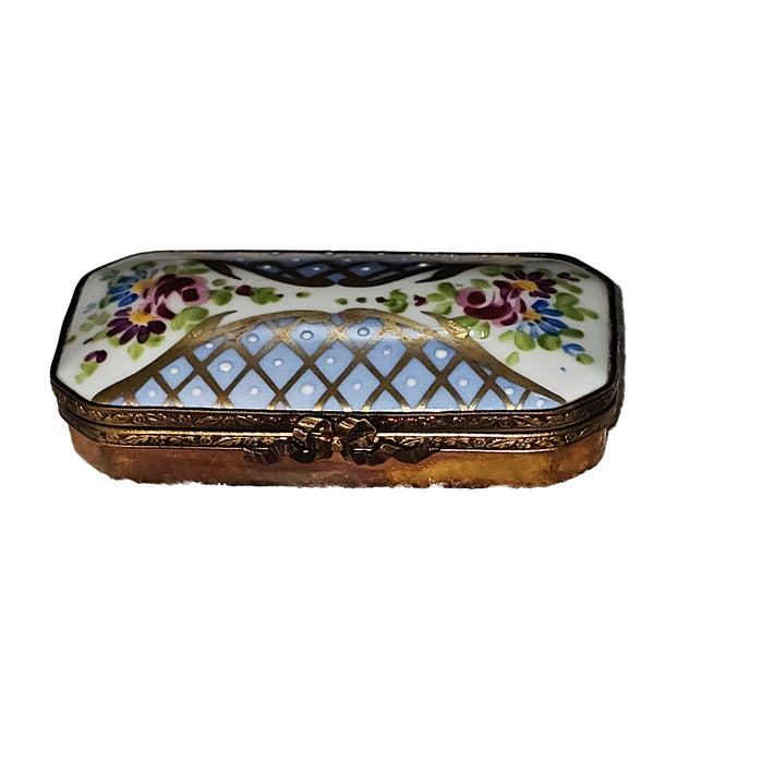 Light Blue Rose Trellis Box for Elegant Decor Porcelain Limoges Square French Trinket Box