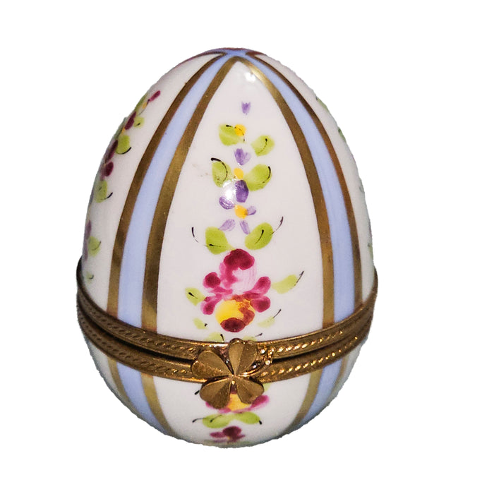 Light Blue Floral Egg for Home Decor Porcelain Limoges egg French Trinket Box