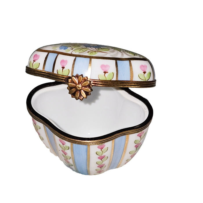 Light Blue Striped Limoges Box for Elegant Gifting Porcelain Limoges Shaped French Trinket Box
