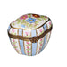 Light Blue Striped Limoges Box for Elegant Gifting Porcelain Limoges Shaped French Trinket Box