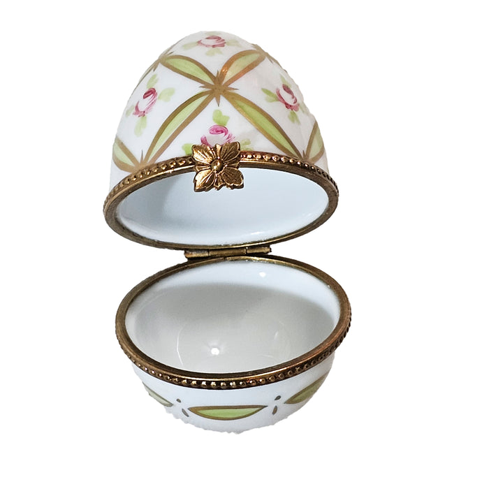 Light Green Rose Egg for Elegant Decor Porcelain Limoges egg French Trinket Box