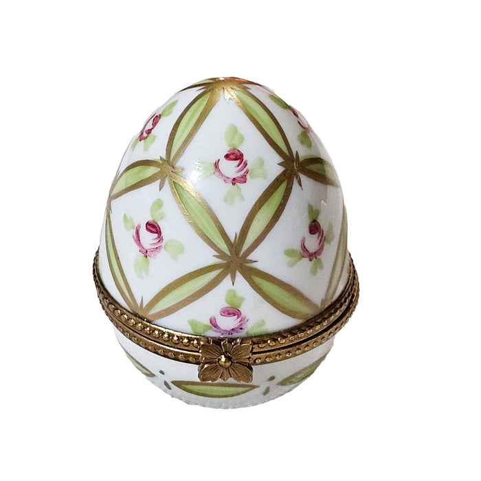 Light Green Rose Egg for Elegant Decor Porcelain Limoges egg French Trinket Box