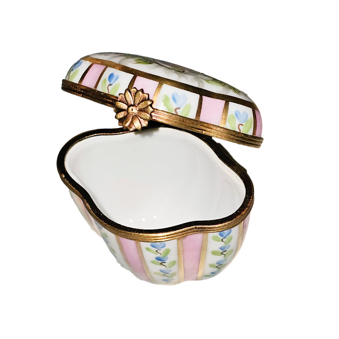 Light Pink Floral Box for Collectors Porcelain Limoges Shaped French Trinket Box