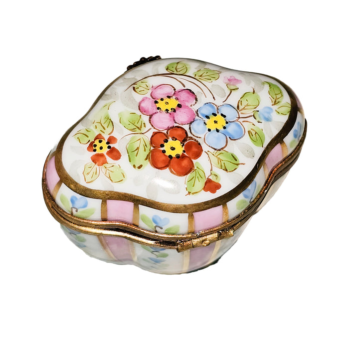 Light Pink Floral Box for Collectors Porcelain Limoges Shaped French Trinket Box