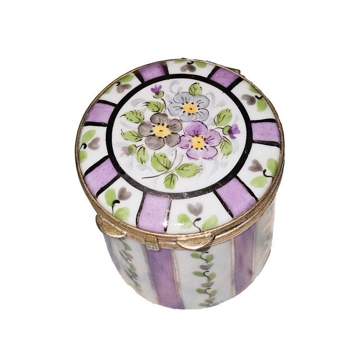 Light Purple Floral Limoges Box for Elegant Gifts Porcelain Limoges Round French Trinket Box