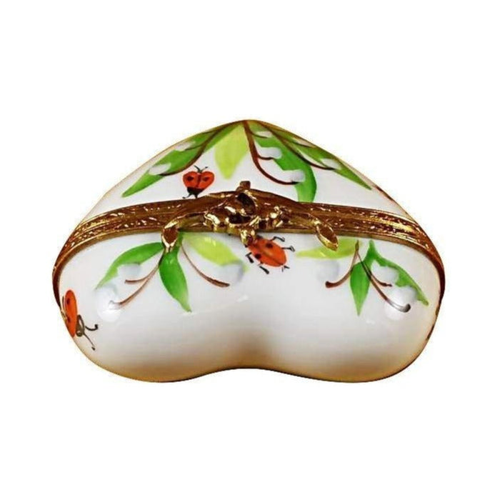 Every brushstroke by hand on the Lily of the Valley Heart Jewel My Love Limoges box from France