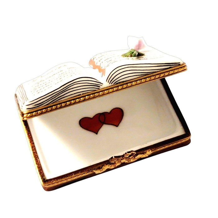 Love Poems Book with Rose Poetry Poesies Flower Limoges Box Figurine - Limoges Box Boutique