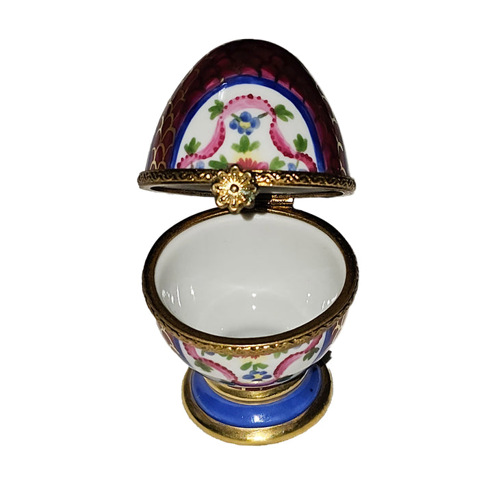 Maroon Egg for Elegant Collectors Porcelain Limoges egg French Trinket Box