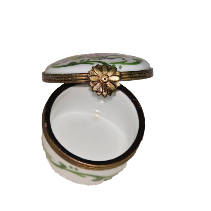 Floral Elegance for Collectors Porcelain Limoges Round French Trinket Box