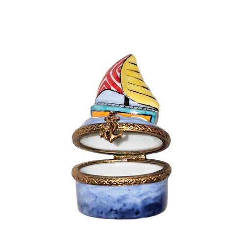 Miniature Sailboat Treasure Box for Nautical Collectors Porcelain Limoges boat French Trinket Box