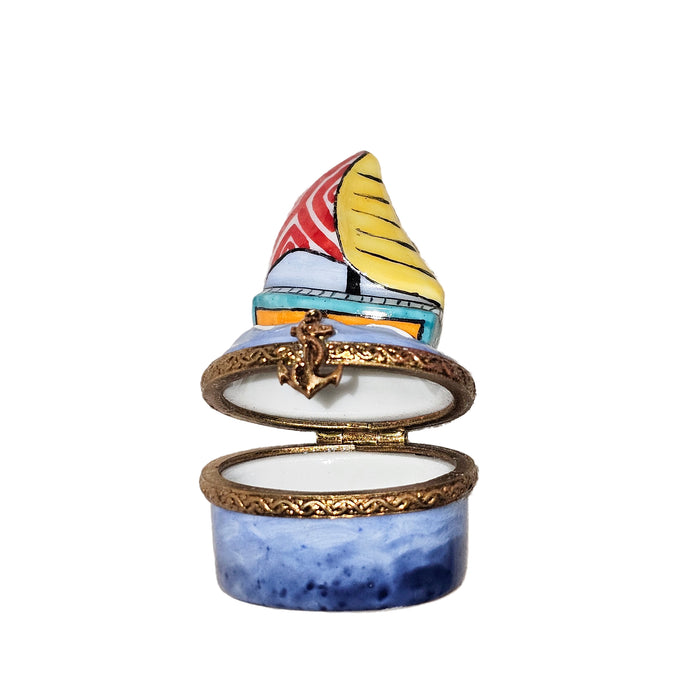 Miniature Sailboat Treasure Box for Nautical Collectors Porcelain Limoges boat French Trinket Box