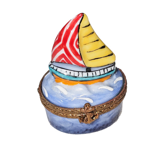 Miniature Sailboat Treasure Box for Nautical Collectors Porcelain Limoges boat French Trinket Box