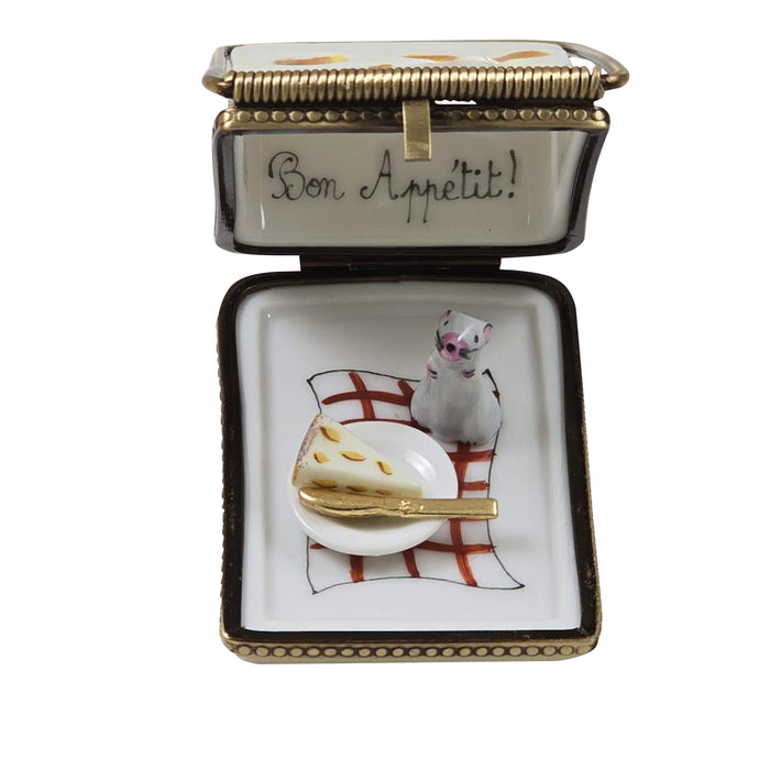 Mouse in Cheese Limoges Box for Collectors Porcelain Limoges Food Mouse French Trinket Box