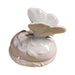 White Butterfly Limoges Box No Hinge - white Limoges porcelain box with no hinge, made in France