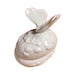 Side view of the butterfly Limoges box, white porcelain with a lift-off lid