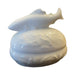 White Fish Limoges Box No Hinge - white Limoges porcelain box with no hinge, made in France