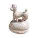 White French Poodle Limoges Box No Hinge - white Limoges porcelain box with no hinge, made in France