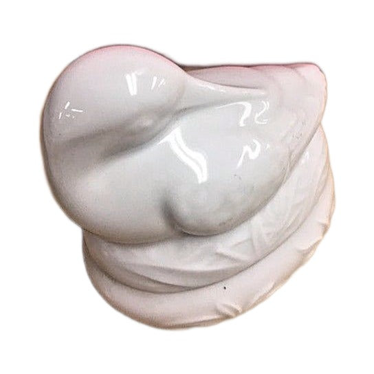 Side view of the pelican Limoges box, white porcelain with a lift-off lid