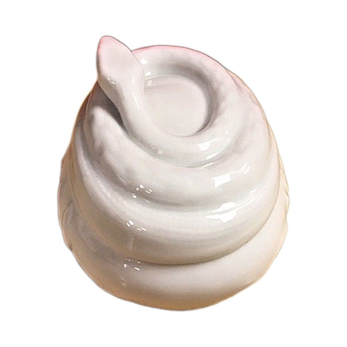 White coiled snake Limoges box with the lid lifted off, no hinge