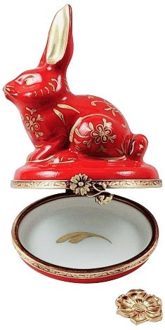 2023 Year of the Rabbit with Removable Filigree Coin Limoges Box Oriental Chinese China Limoges Box - Limoges Box Boutique