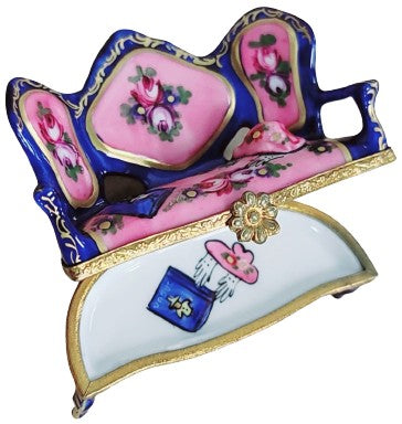 Blue French Love Seat Limoges Box Porcelain Figurine-furniture home LIMOGES BOXES women mother-CH8C214