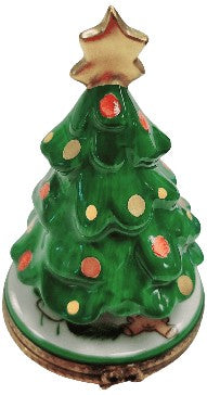 Christmas Tree w Star Limoges Box Porcelain Figurine-Christmas Tree-CH1R243