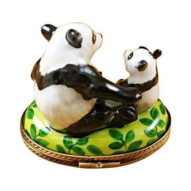 Every brushstroke by hand on the Panda and Cub Limoges box from France