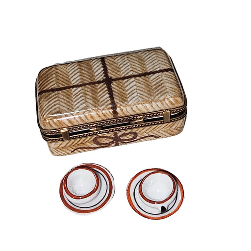 Picnic Basket Delight for Tea Lovers Porcelain Limoges Basket Beach Summer French Trinket Box