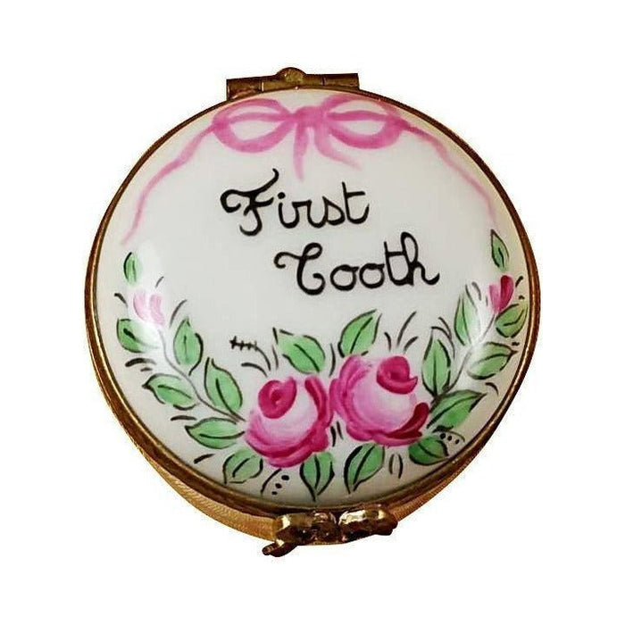 Pink First Tooth Limoges box painted by hand in Limoges, France, a gift to treasure